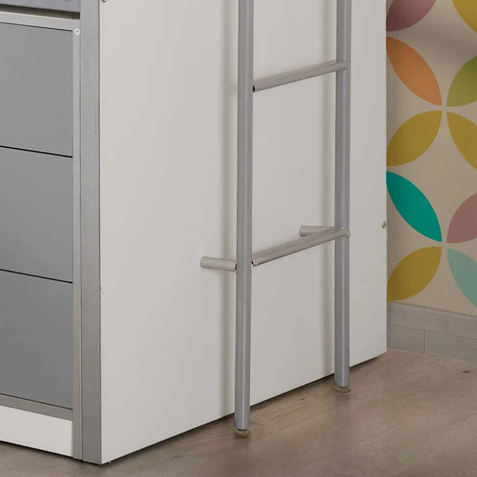 Kinder Wohnen Hochbett Boro in Weiß-Grau