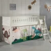 Kinder Wohnen Hochbett Dinos in Weiß - Synaro