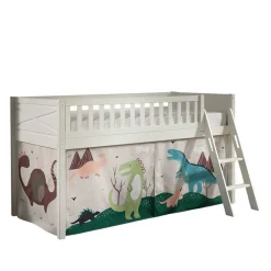 Kinder Wohnen Hochbett Dinos in Weiß - Synaro