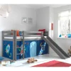 Kinder Wohnen Hochbett mit Rutsche & Vorhang Weltall - Melanie