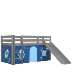 Kinder Wohnen Hochbett mit Rutsche & Vorhang Weltall - Melanie