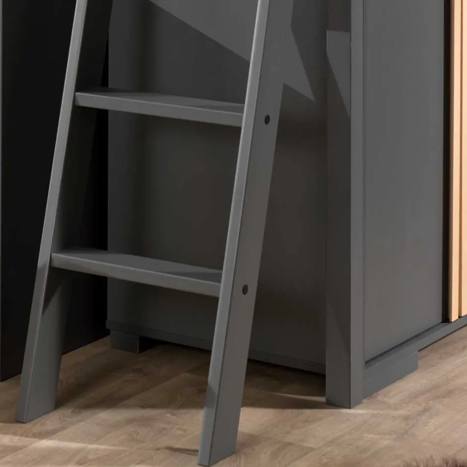 Kinder Wohnen Hochbett mit Schreibtisch und Schrank - Lilova (vierteilig)