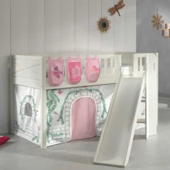 Kinder Wohnen Hochbett mit schräger Rutsche Schmetterlinge und Burg - Jimm