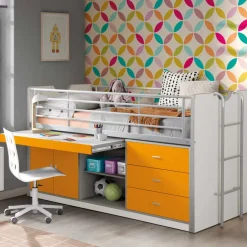 Hochbett Moonio in Weiß-Orange^Wohnen Sale