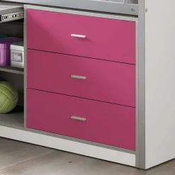 Hochbett Nina in Weiß-Pink^Wohnen Outlet