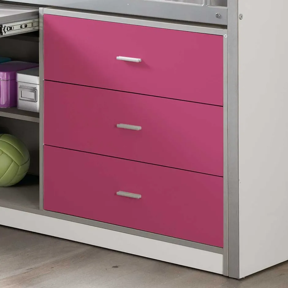 Hochbett Nina in Weiß-Pink^Wohnen Outlet