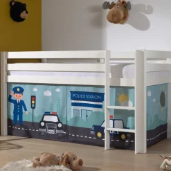 Kinder Wohnen Hochbett Polizeibett in Weiß - Trian
