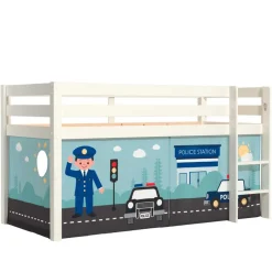 Kinder Wohnen Hochbett Polizeibett in Weiß - Trian