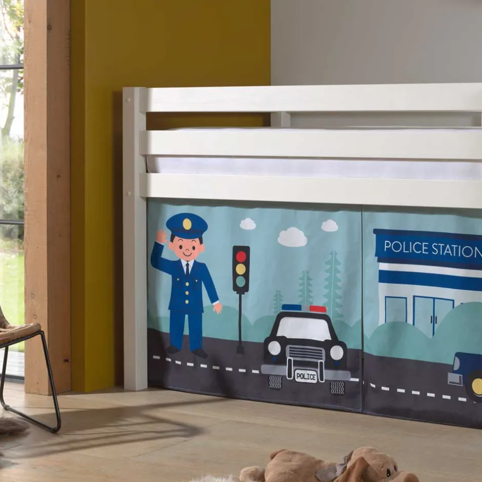 Kinder Wohnen Hochbett Polizeibett in Weiß - Trian