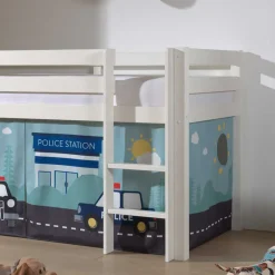 Kinder Wohnen Hochbett Polizeibett in Weiß - Trian