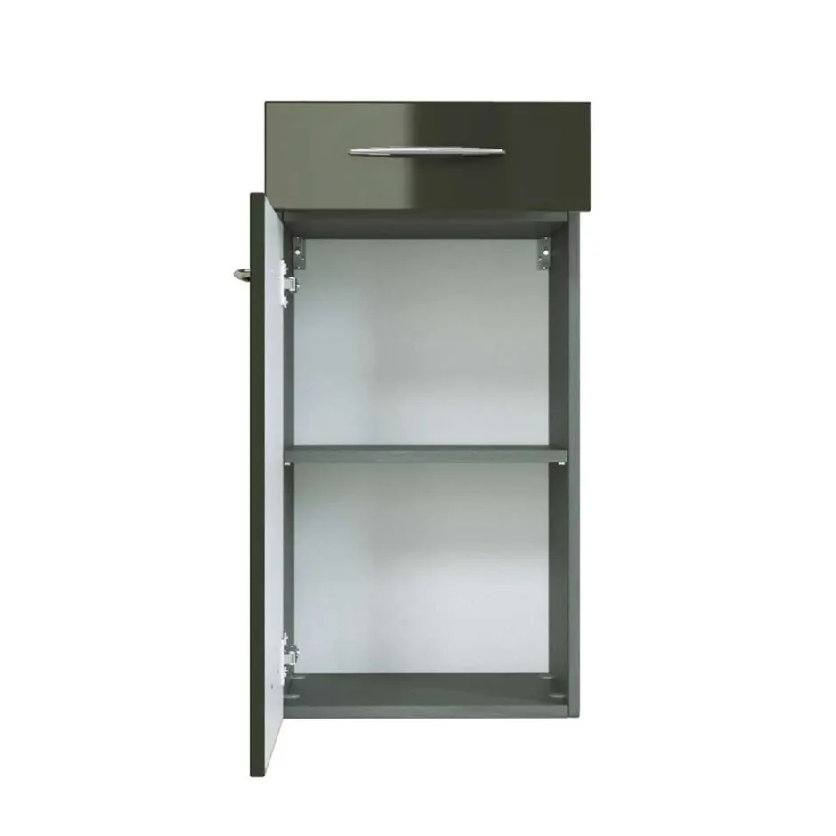 Wohnen Hochglanz Bad Unterschrank in Dunkelgrau Mladen für Wandmontage