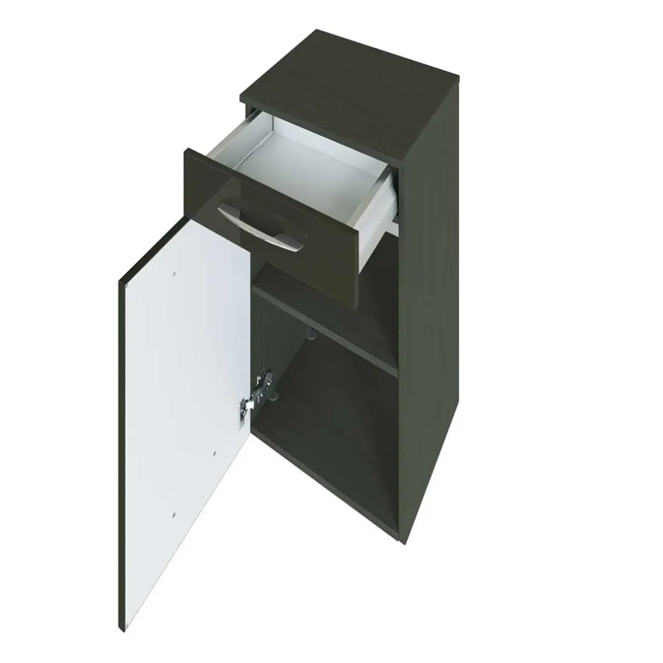 Wohnen Hochglanz Bad Unterschrank in Dunkelgrau Mladen für Wandmontage