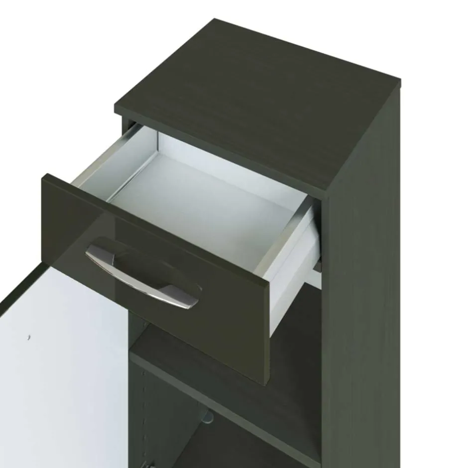 Wohnen Hochglanz Bad Unterschrank in Dunkelgrau Mladen für Wandmontage