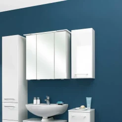 Hochglanz Bad-Oberschrank in Weiß - Makimona^Wohnen Hot