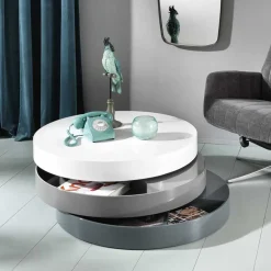 Wohnen Hochglanz Design Wohnzimmertisch drehbar - Tulima