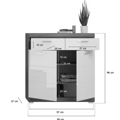 Hochglanz Flureinrichtung Set - Nancys (vierteilig)^Wohnen Outlet