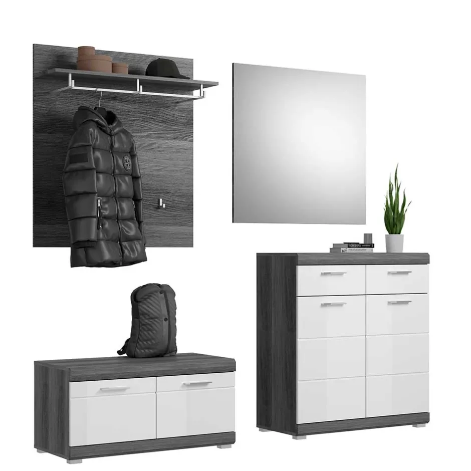 Hochglanz Flureinrichtung Set - Nancys (vierteilig)^Wohnen Outlet