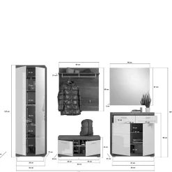Hochglanz Flurmäbel Kombination - Nancys (fünfteilig)^Wohnen