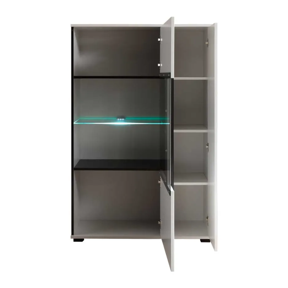 Hochglanz Highboard Jetongos in Weiß Glas^Wohnen Discount