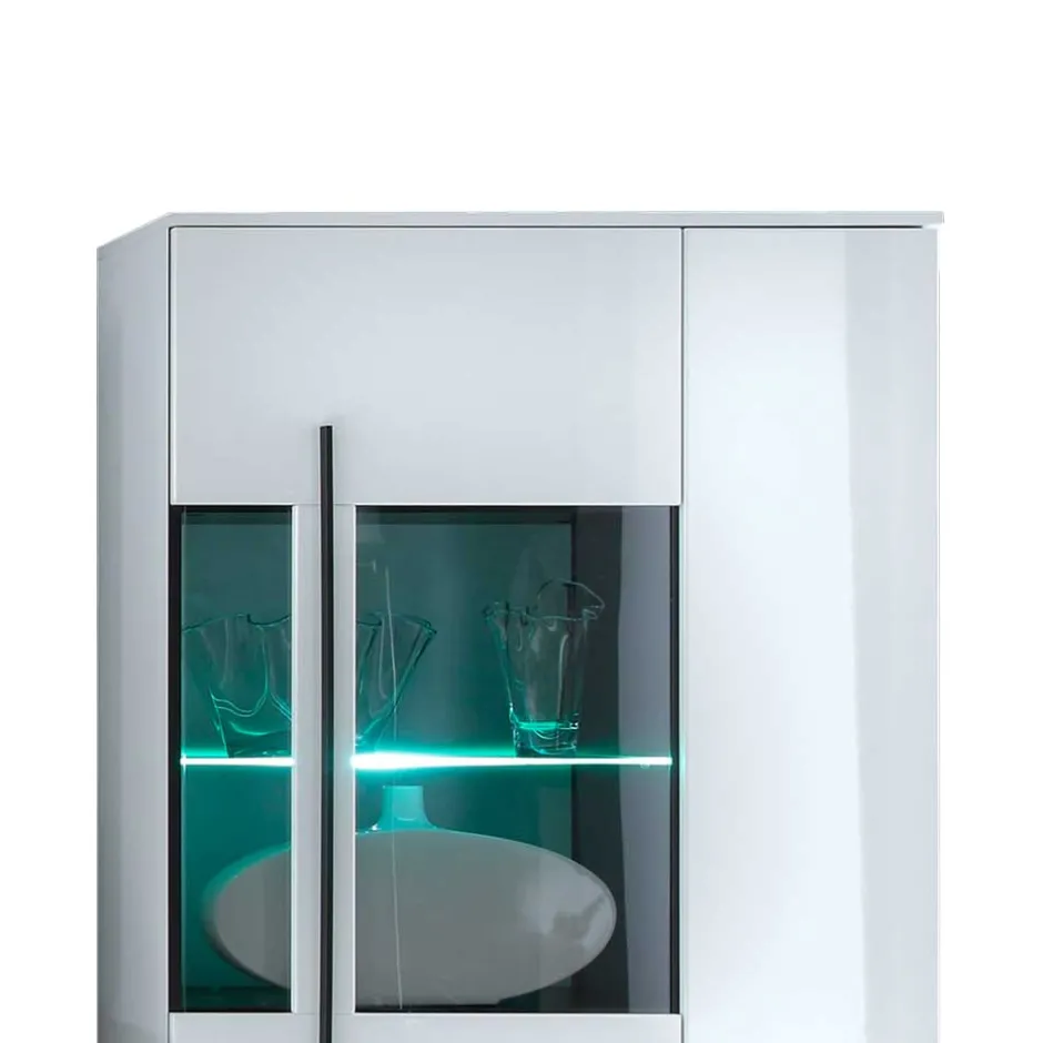 Hochglanz Highboard Jetongos in Weiß Glas^Wohnen Discount