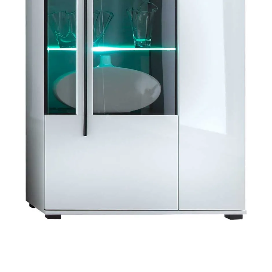 Hochglanz Highboard Jetongos in Weiß Glas^Wohnen Discount