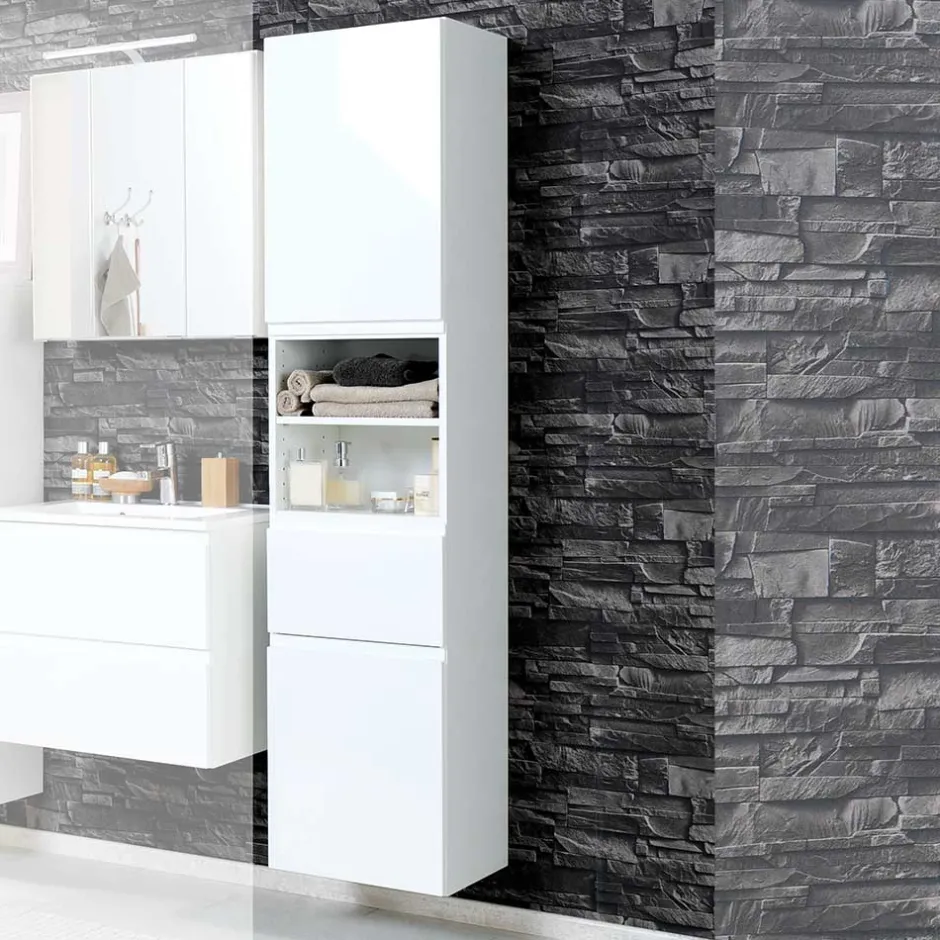 Wohnen Hochglanz Hochschrank Concetada in Weiß