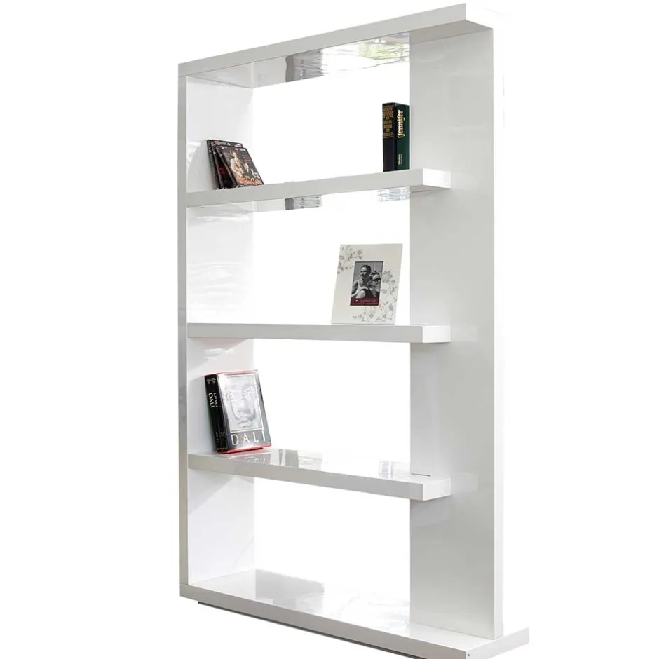 Wohnen Hochglanz Raumteiler Design Regal in Weiß - Jasmon