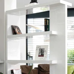 Wohnen Hochglanz Raumteiler Design Regal in Weiß - Jasmon