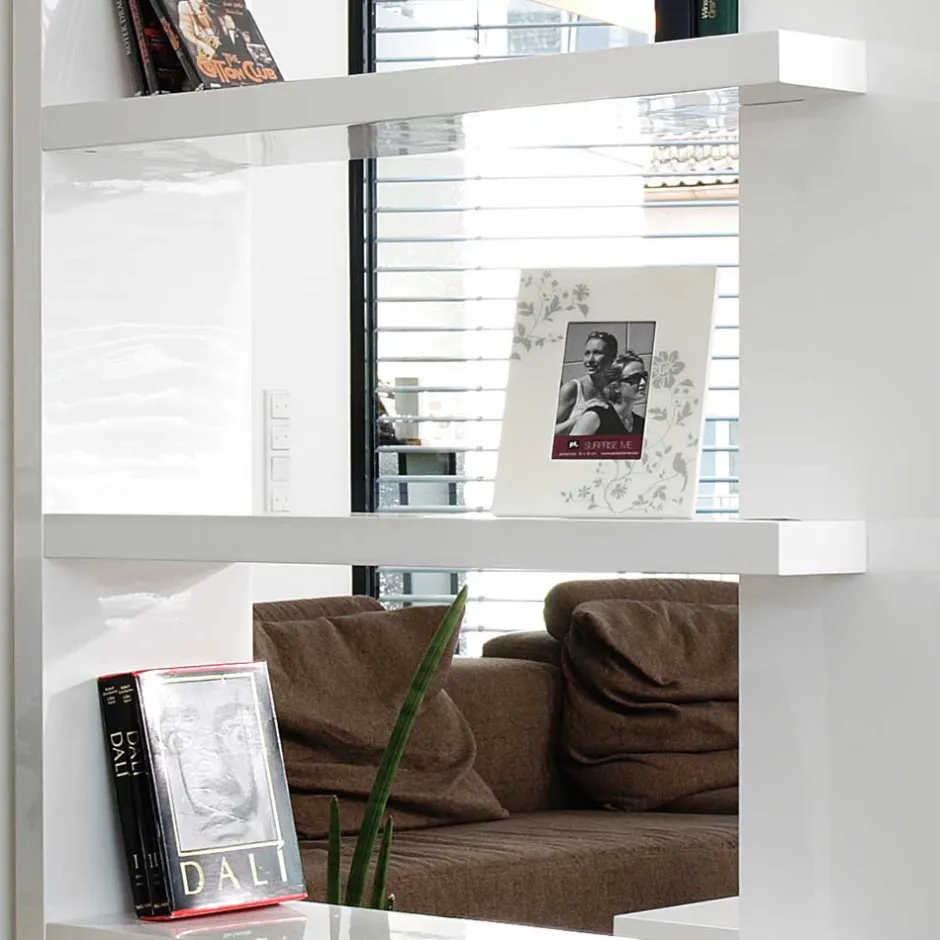 Wohnen Hochglanz Raumteiler Design Regal in Weiß - Jasmon