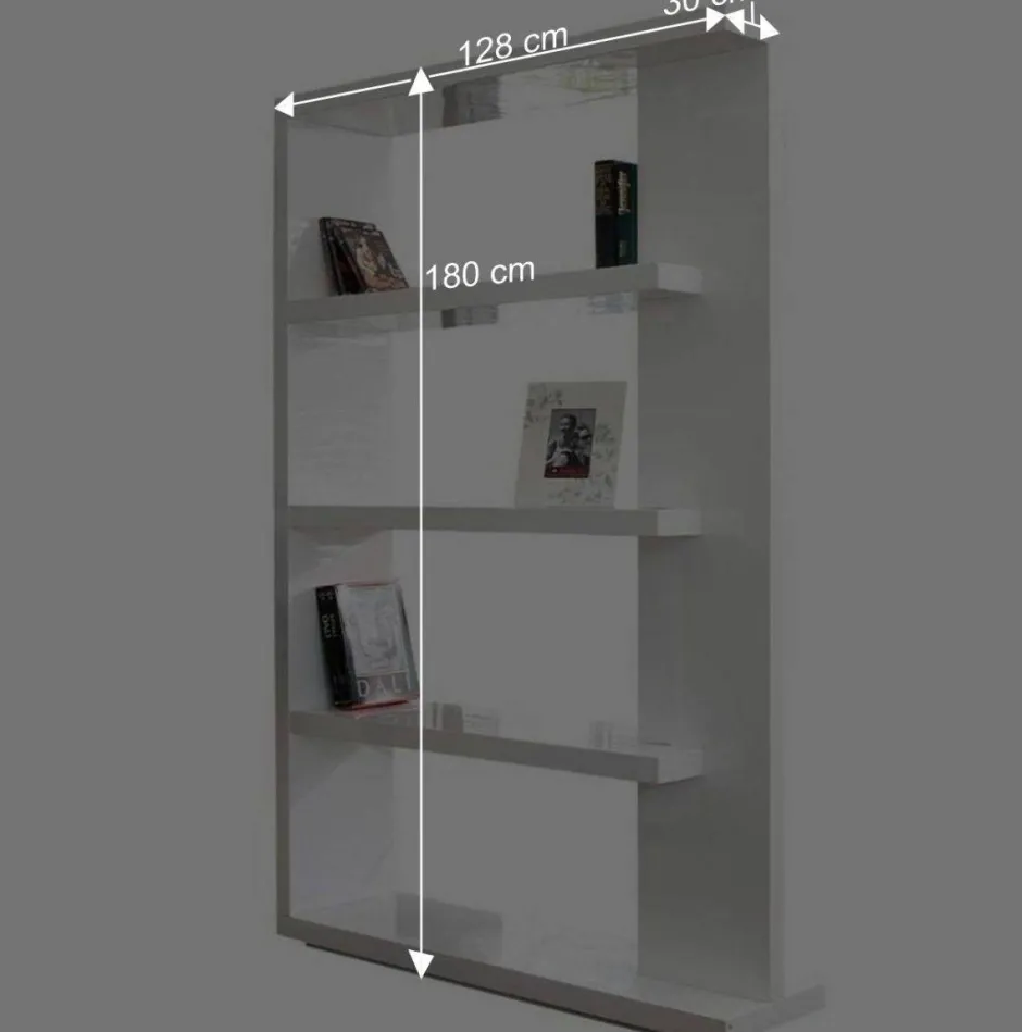 Wohnen Hochglanz Raumteiler Design Regal in Weiß - Jasmon