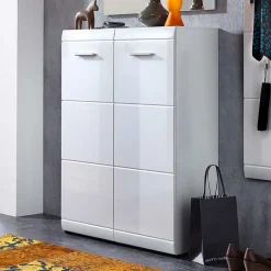 Wohnen Hochglanz Schuhschrank Tiondon in Weiß