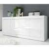Wohnen Hochglanz Sideboard in Weiß 4-türig - Sogno