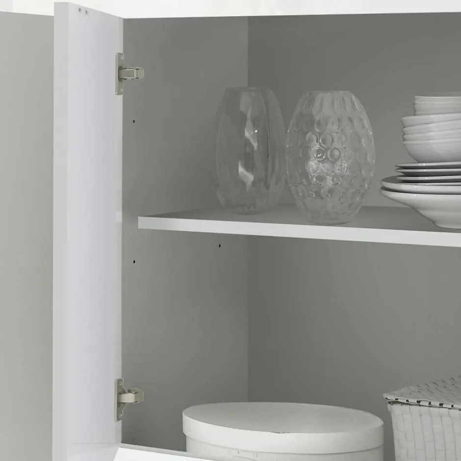 Wohnen Hochglanz Sideboard in Weiß 4-türig - Sogno