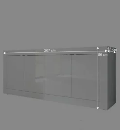 Wohnen Hochglanz Sideboard in Weiß 4-türig - Sogno