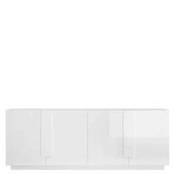 Wohnen Hochglanz Sideboard mit 4 Türen in Weiß - Kerym
