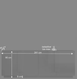 Wohnen Hochglanz Sideboard mit 4 Türen in Weiß - Kerym
