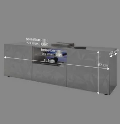 Hochglanz TV Board in Weiß mit Druck - Vovasoma^Wohnen Discount