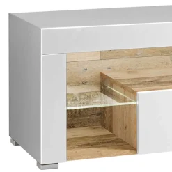 Wohnen Hochglanz TV Board in Weiß & Holz Antik - Wouty