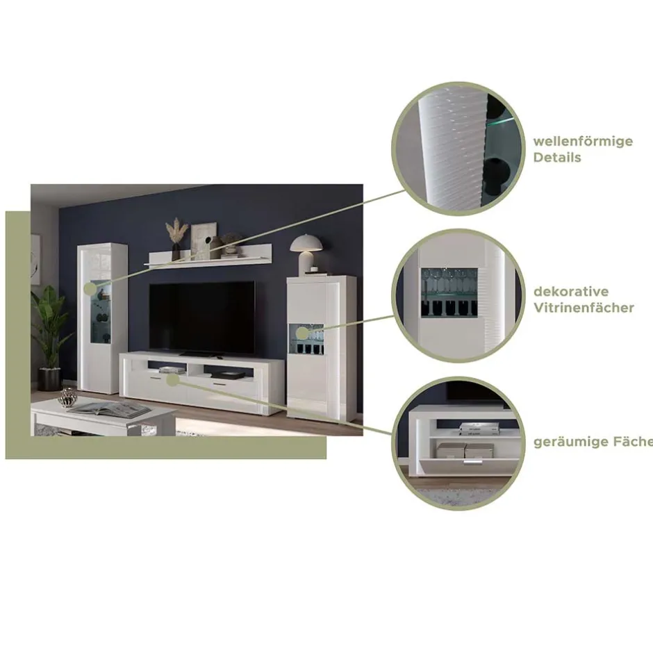 Hochglanz TV Board mit LED Beleuchtung - Gomata^Wohnen New