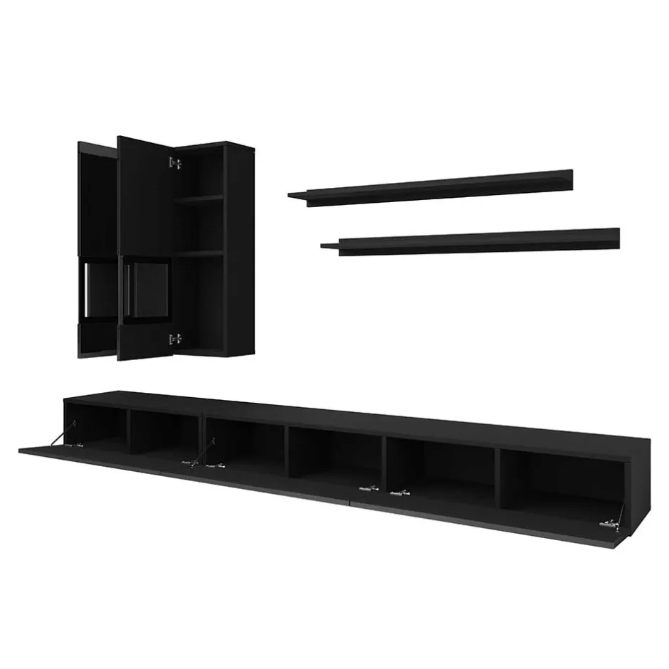 Hochglanz TV Wohnwand in Schwarz - Funtana (fünfteilig)^Wohnen Sale