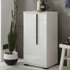 Wohnen Hochglanz Unterschrank fürs Bad in Weiß - Ingmesan