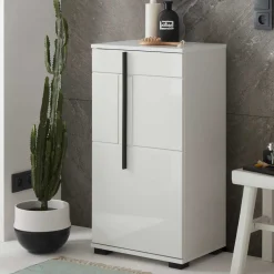 Wohnen Hochglanz Unterschrank fürs Bad in Weiß - Ingmesan