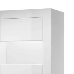 Wohnen Hochglanz Vitrine in Weiß mit Beton Dekor Mextra 2-türig