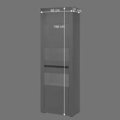 Wohnen Hochglanz Vitrine in Weiß mit Beton Dekor Mextra 2-türig