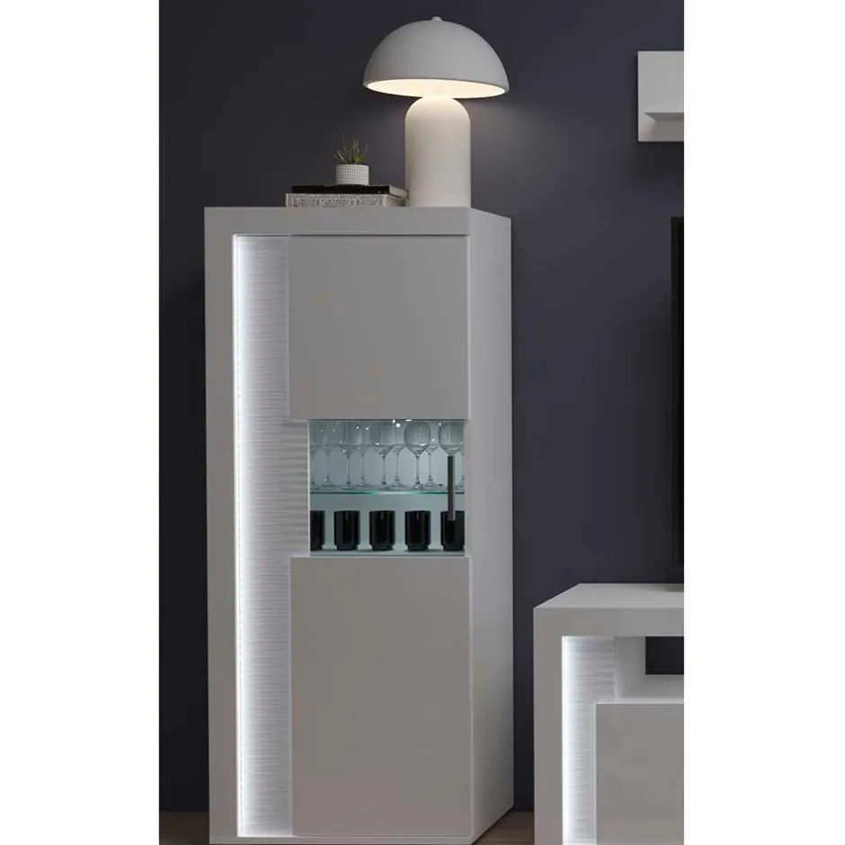 Hochglanz Vitrine mit LED in Weiß - Gomata^Wohnen New
