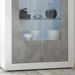 Wohnen Hochglanz Vitrinenschrank in Weiß lackiert - Niris