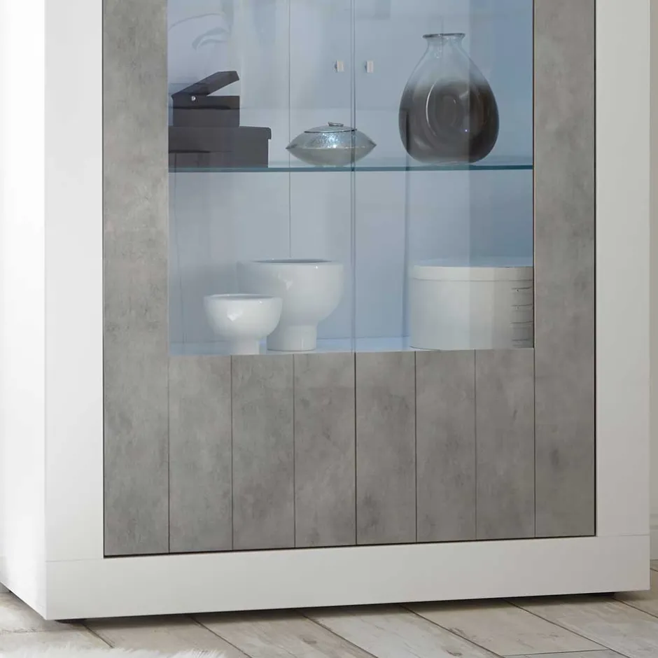 Wohnen Hochglanz Vitrinenschrank in Weiß lackiert - Niris