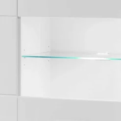 Hochglanz Vitrinenschrank in Weiß & Glas Yulis 3-türig^Wohnen