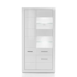 Hochglanz Vitrinenschrank in Weiß & Glas Yulis 3-türig^Wohnen