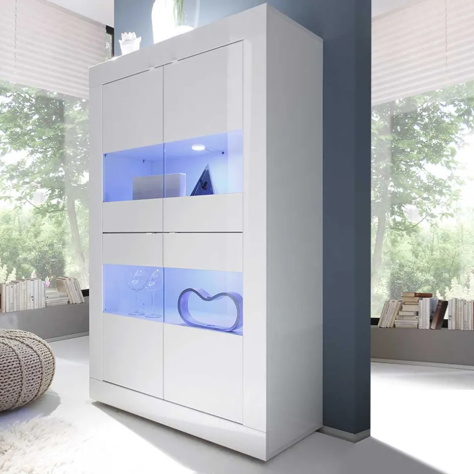 Hochglanz Vitrinenschrank in Weiß - Sogno^Wohnen Online